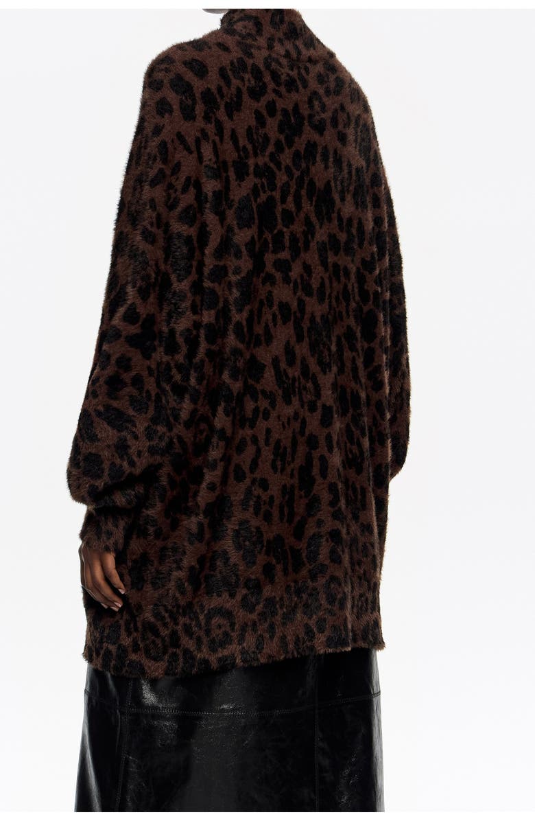 Bimba y Lola Leopard Big Fur High Neck Sweater, Alternate, color, Leopard Big Dark Brown