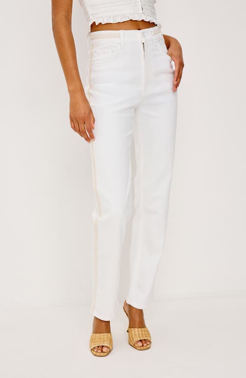 Topanga Embroidered Detail High Waist Jeans