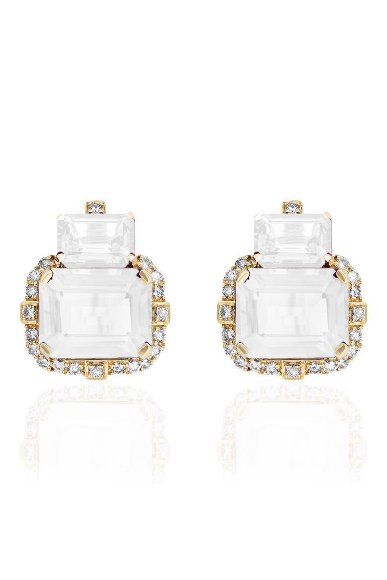 Gossip Semiprecious Stone Stud Earrings, Main, color, WHITE