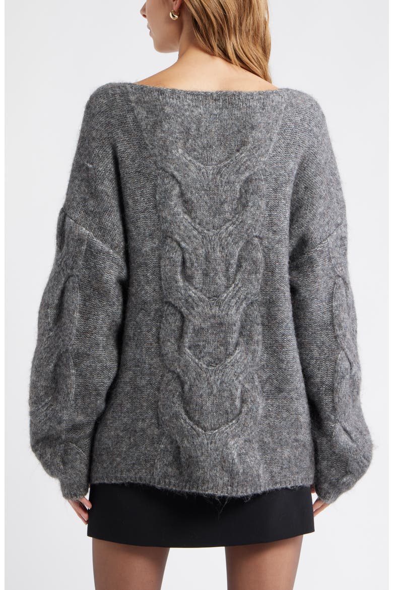 Cable Boatneck Sweater, Alternate, color, GREY HEATHER