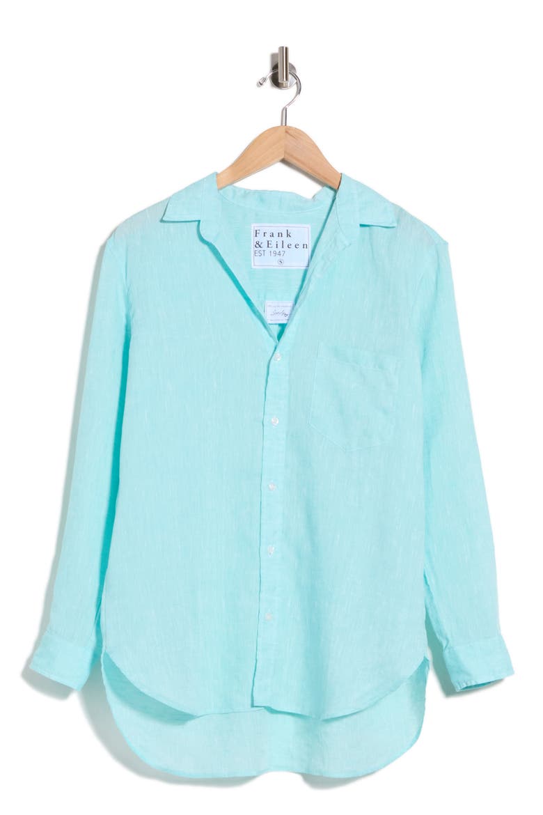 Joedy Boyfriend Cotton Button-Up Shirt, Main, color, SEA FOAM