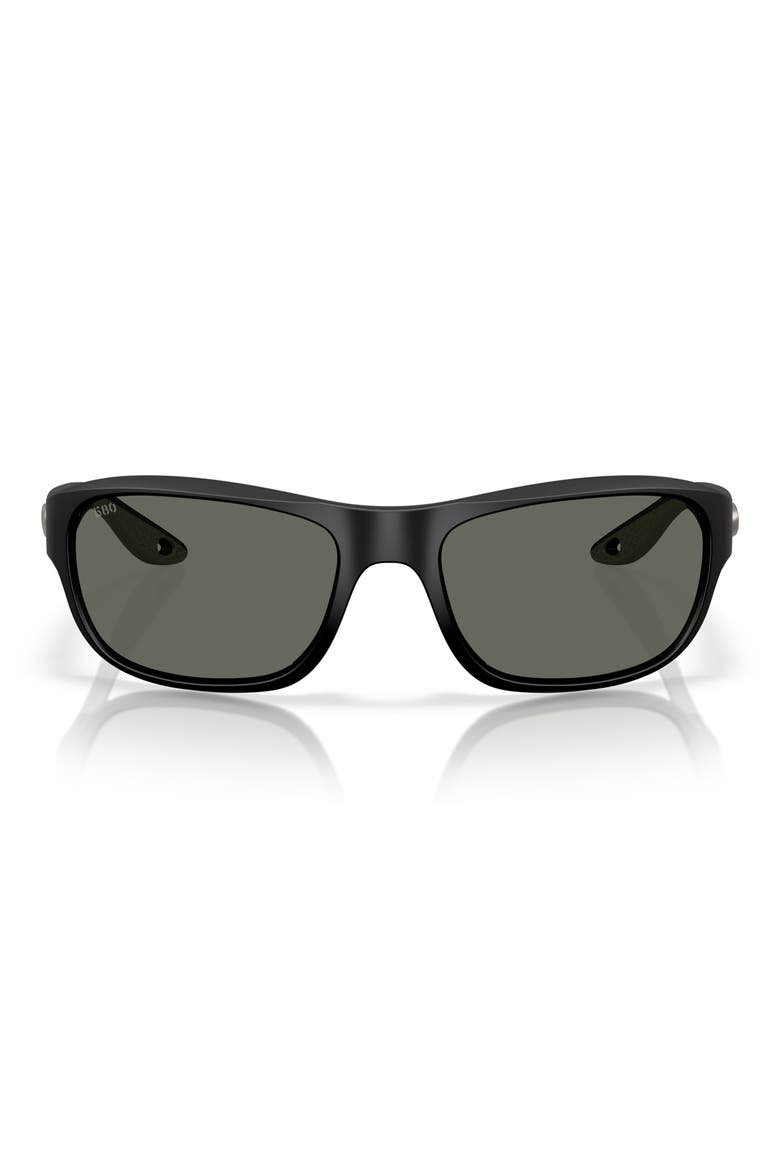Clipperton 58mm Polarized Rectangular Sunglasses, Main, color, MATTE BLACK/ GRAY 580G