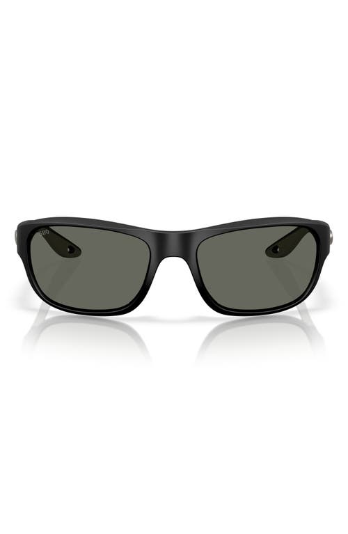 Costa Del Mar Clipperton 58mm Polarized Rectangular Sunglasses In Matte Black/gray 580g