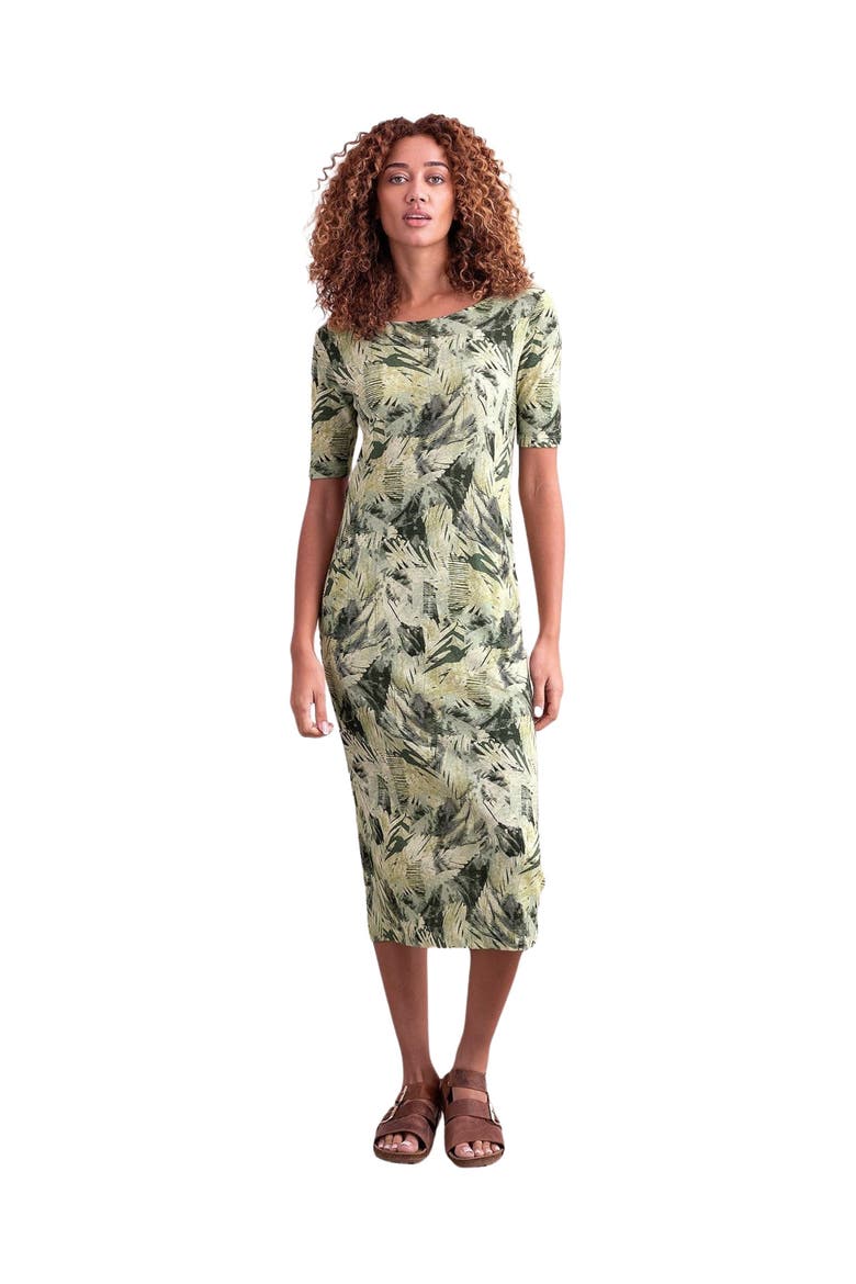 Linen Cotton Blend Button Back Dress, Main, color, LEAF PRINT