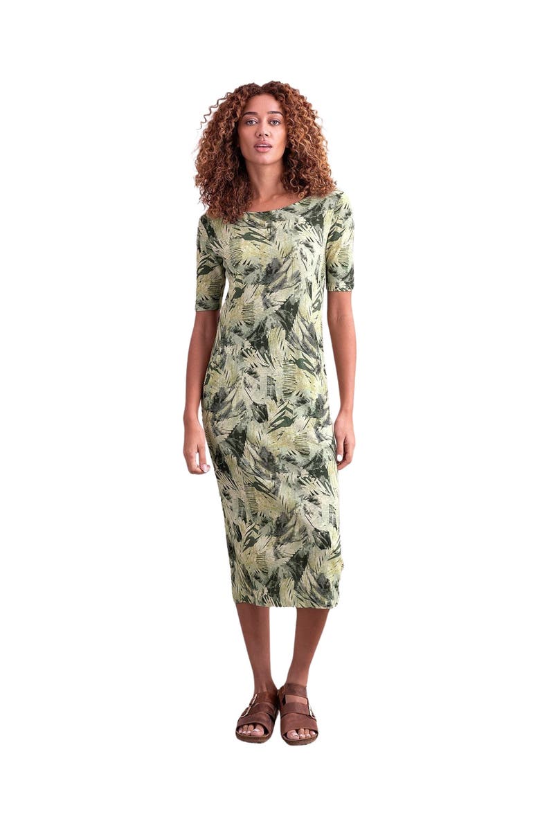 Celtic & Co. Linen Blend Button Back Midi Dress, Main, color, Leaf Print