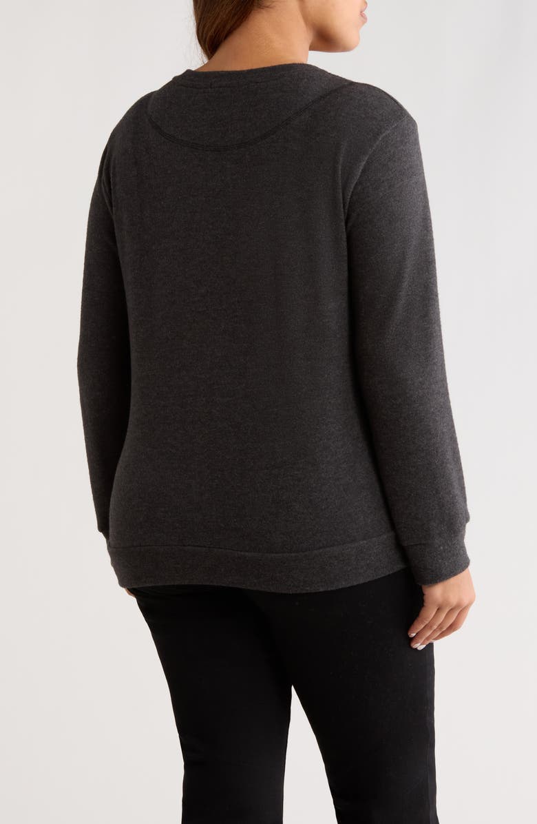 Loveappella Hacci Knit Crewneck Top, Alternate, color, Charcoal