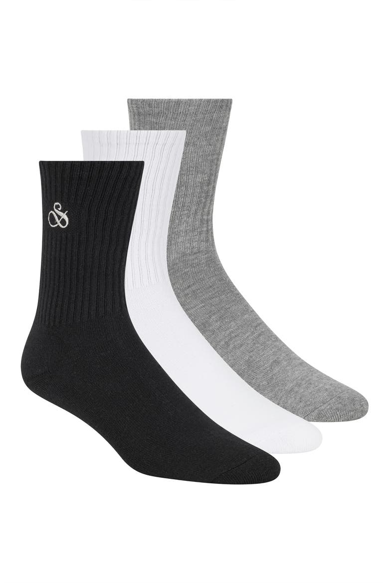 3-Pack Quarter Length Socks, Main, color, BLACK MULTI