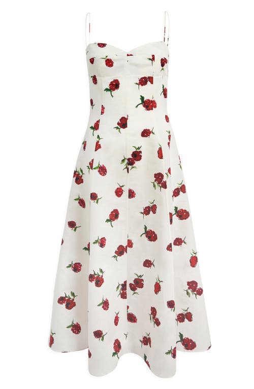 Khaite Isabella Floral Empire-waist A-line Midi Dress In Neutral