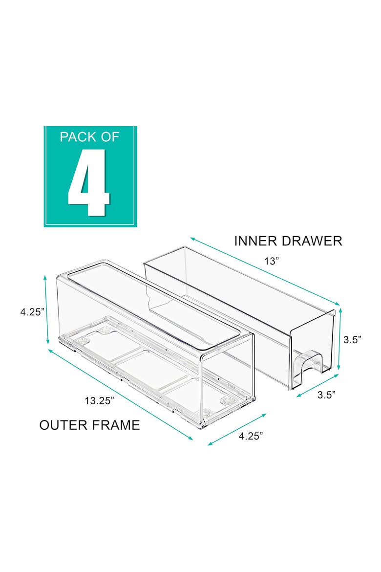 4-Pack Stackable Small Clear Storage Bins, Alternate, color, CLEAR