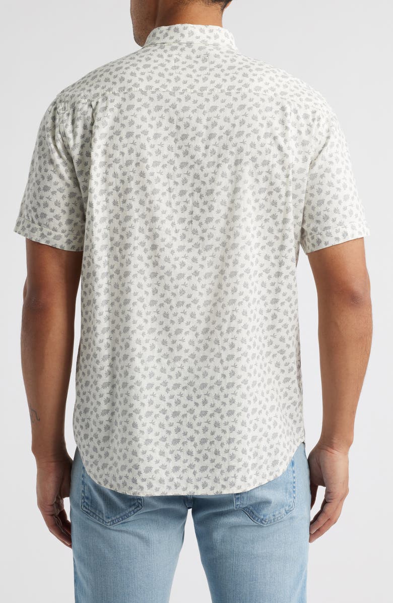 Rails Carson Short Sleeve Stretch Linen Blend Button-Up Shirt, Alternate, color, Nervous Leaf White