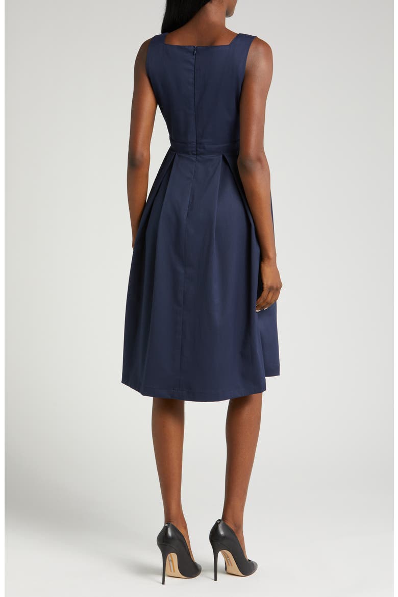 Women's Sleeveless Empire Waist Maternity & Nursing Knee Length Tea Dress in Light Weight Suiting Fabric, Alternate, color, NAVY BLUE
