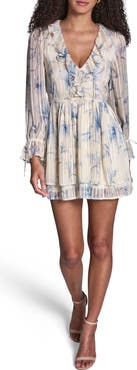 BCBG Metallic Chiffon Long Sleeve Dress