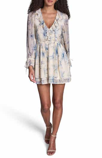 BCBG Metallic Chiffon Long Sleeve Dress
