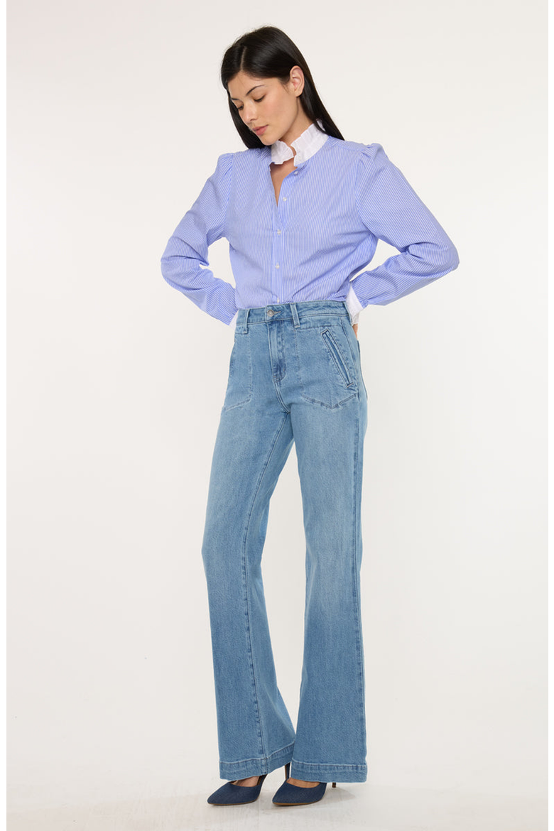Prima High Rise Flare Jeans, Alternate, color, Medium Dark