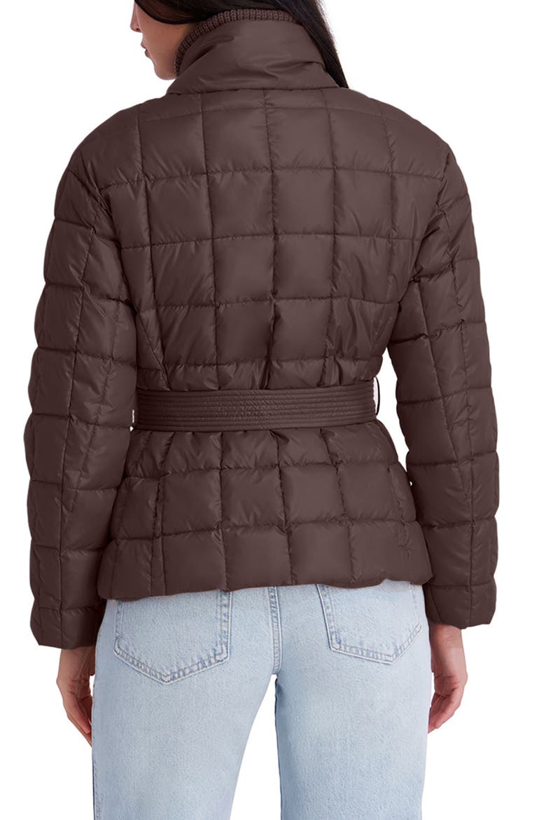 Belted Quilted Cire Puffer Coat, Alternate, color, CHOCOLATE