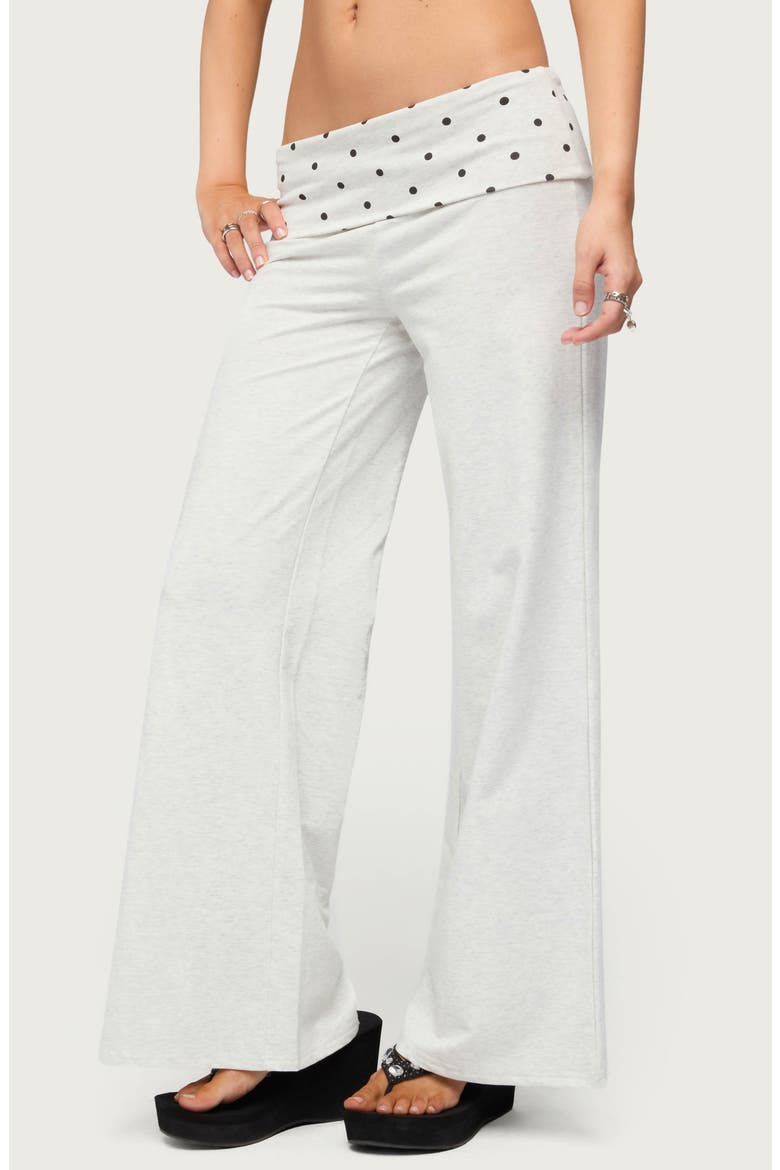 Reeva Polka Dot Foldover Flared Pants, Alternate, color, LIGHT-GRAY-MELANGE