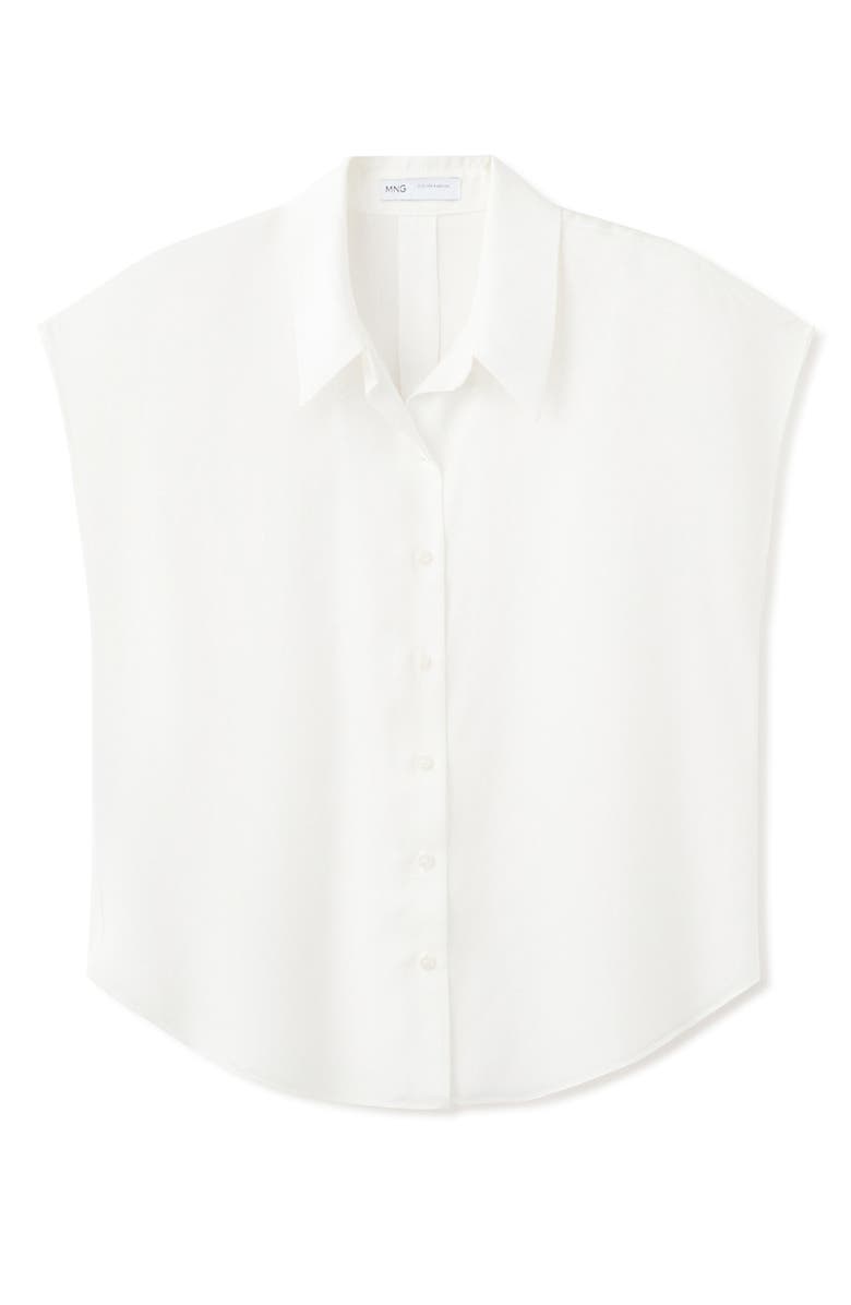 MANGO Dolman Short Sleeve Button-Up Shirt, Alternate, color, Off White