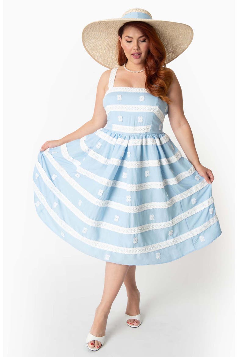 Plus Size 1960s Swing Sundress, Main, color, Light Blue/White Stripes