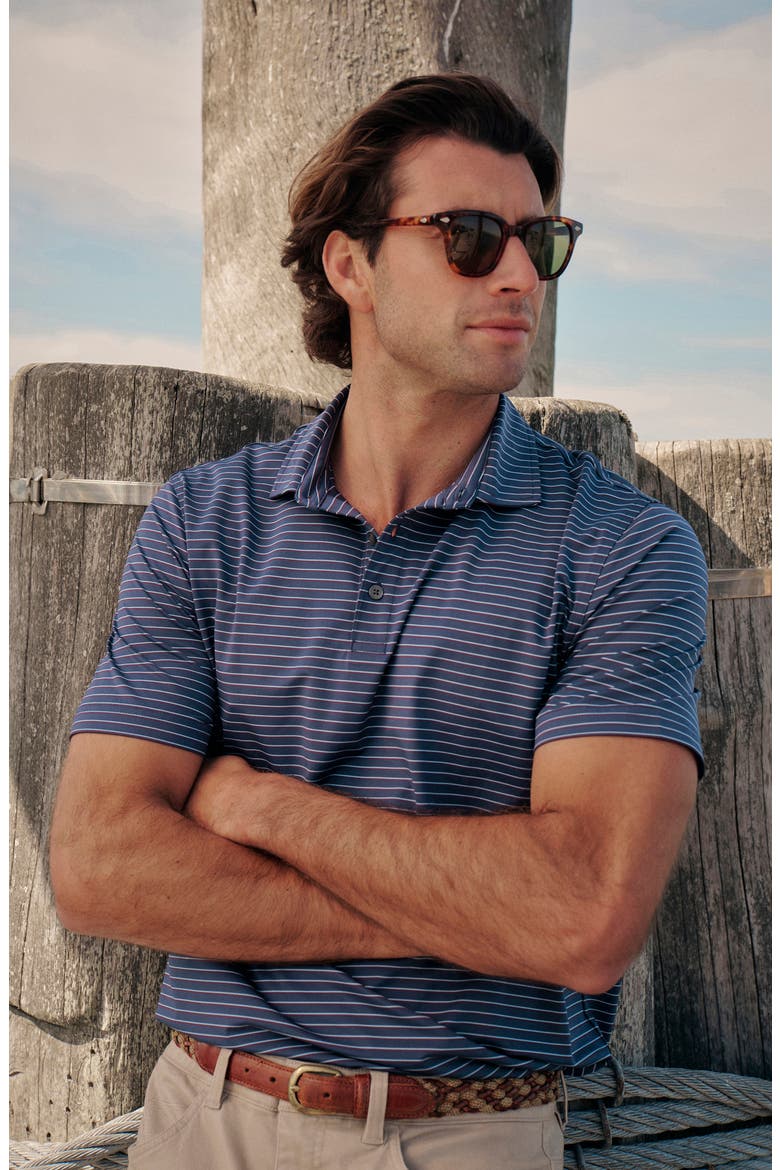 Compass Performance Polo, Alternate, color, NAVY BURGUNDY STRIPE