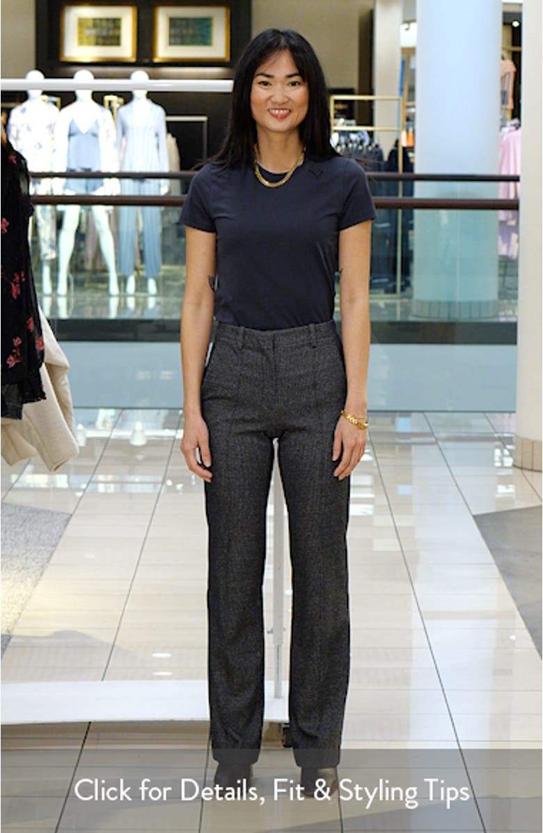 Slim Herringbone Knit Pintuck Pants, sales video thumbnail