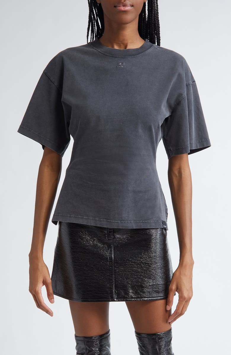 Courrèges Fitted Stonewashed T-Shirt, Main, color, 