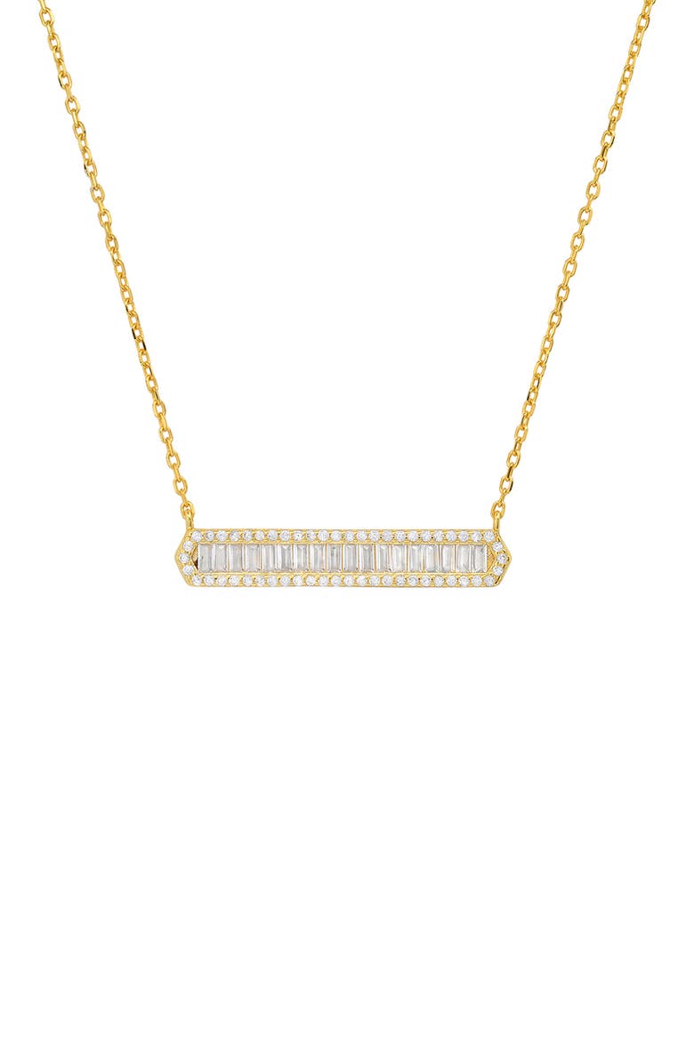 Sterling Silver CZ Bar Pendant Necklace, Main, color, GOLD