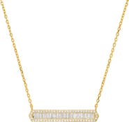 Queen Jewels Sterling Silver CZ Bar Pendant Necklace