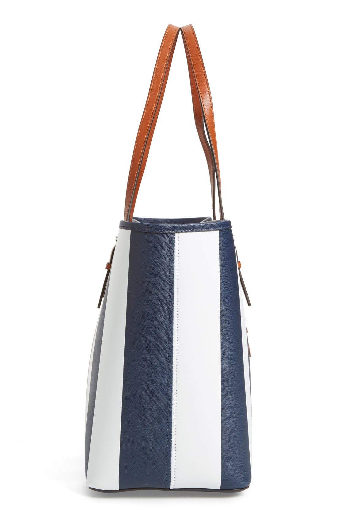 MICHAEL Michael Kors 'Medium Jet Set - Stripe' Leather Travel Tote, Alternate, color, 