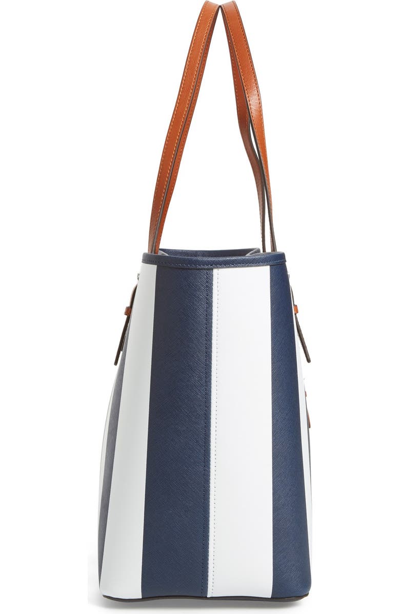MICHAEL Michael Kors 'Medium Jet Set - Stripe' Leather Travel Tote, Alternate, color,