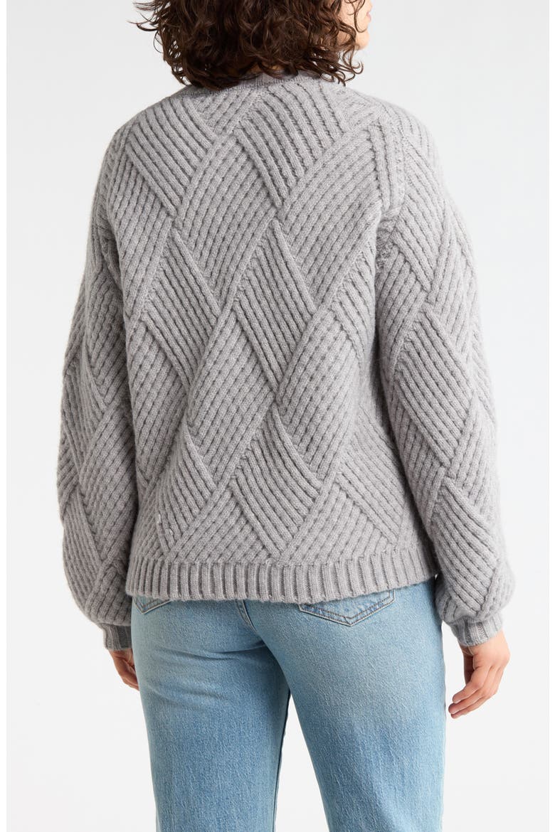 Diamond Knit Sweater, Alternate, color, HEATHER GREY