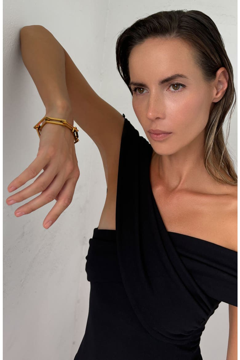 Oversized Rectangular Link Bracelet, Alternate, color, GOLD