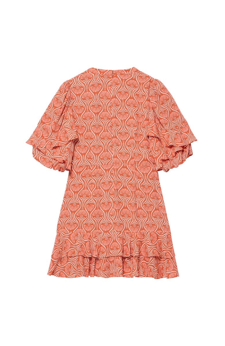 MINT VELVET Printed Ruffle V-neck Mini Dress, Alternate, color, Orange