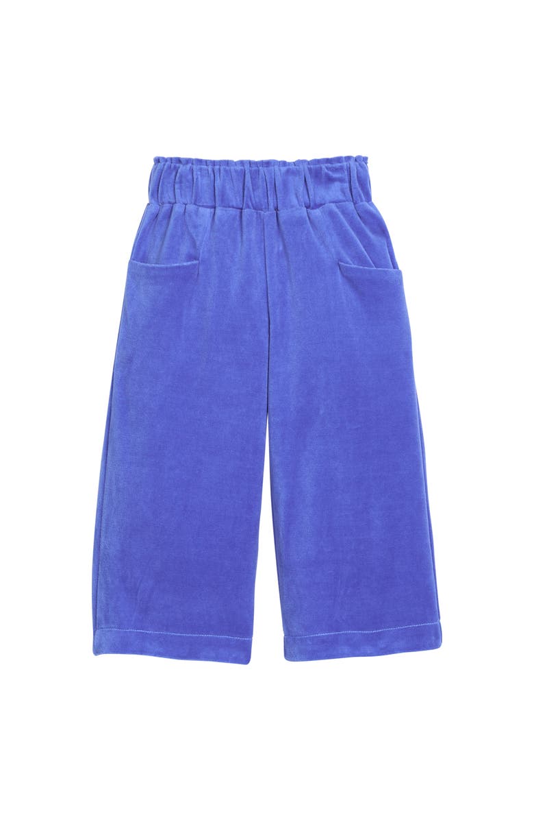 BISBY Kids' Cropped Velour Palazzo Pants, Main, color, Regent's Blue