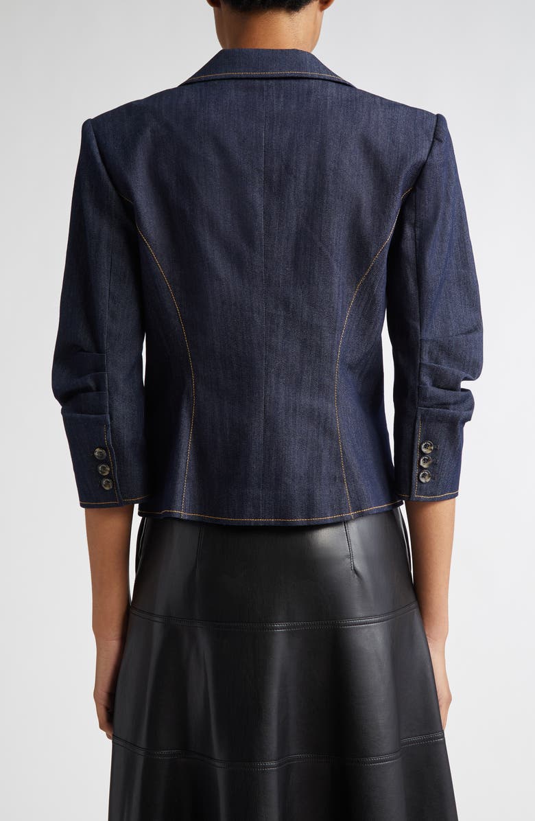 Cinq à Sept Khloe Crop Denim Blazer, Alternate, color, Indigo