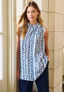 Jessica London Stretch Knit Crepe Draped Tunic