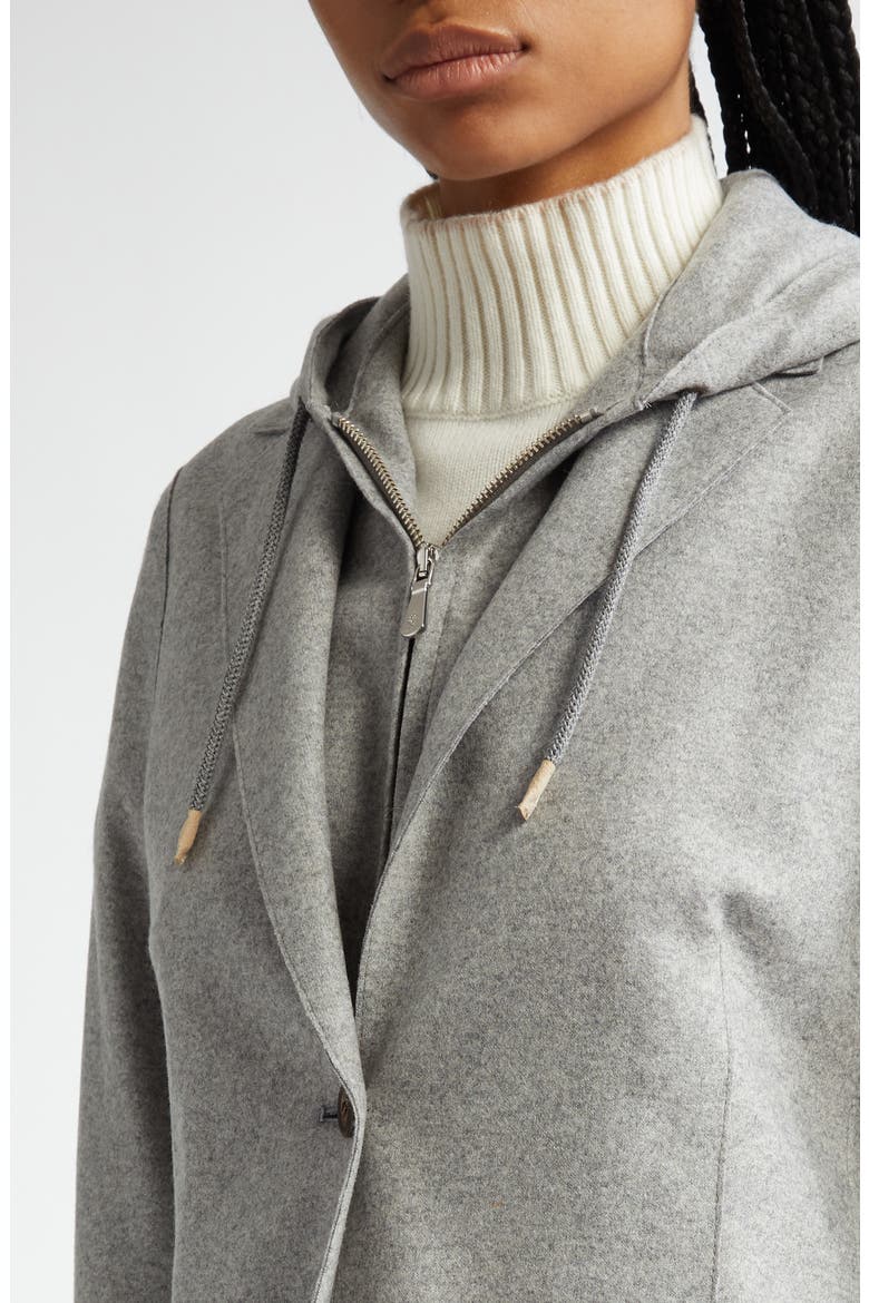 Wool Blend Flannel Blazer with Removable Hooded Bib, Alternate, color, 14NN MED GRY