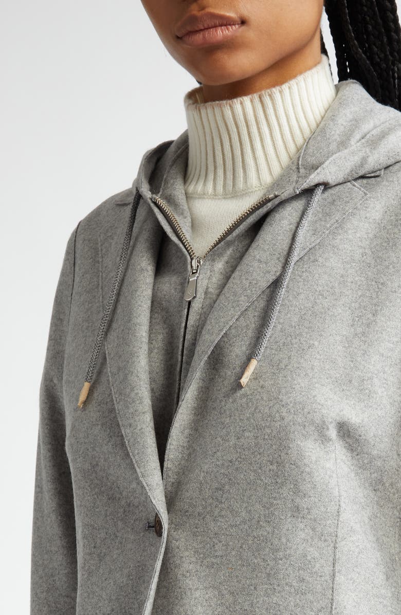 Eleventy Wool Blend Flannel Blazer with Removable Hooded Bib, Alternate, color, Grey