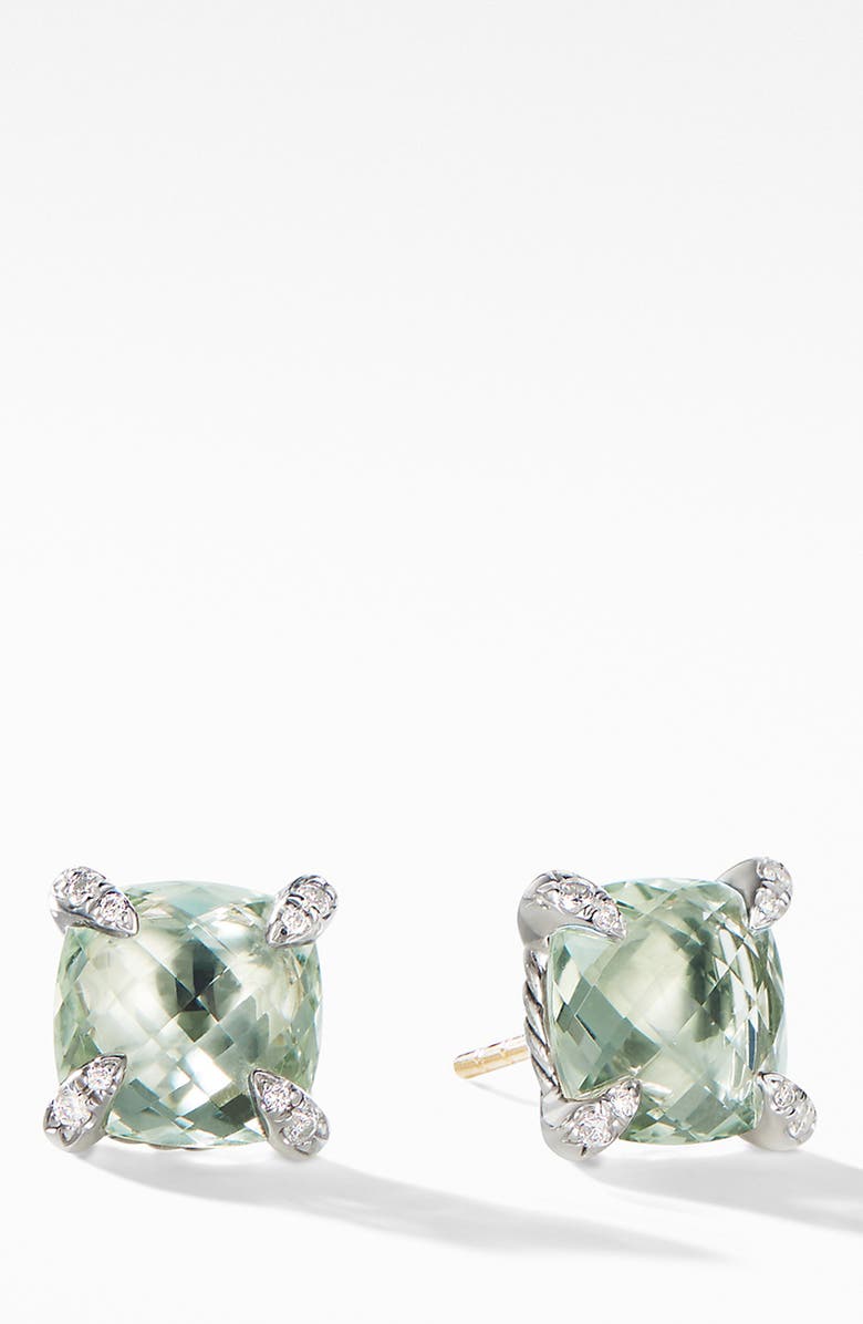 David Yurman Chatelaine<sup>®</sup> Prasiolite Stud Earrings with Diamonds, Main, color, 