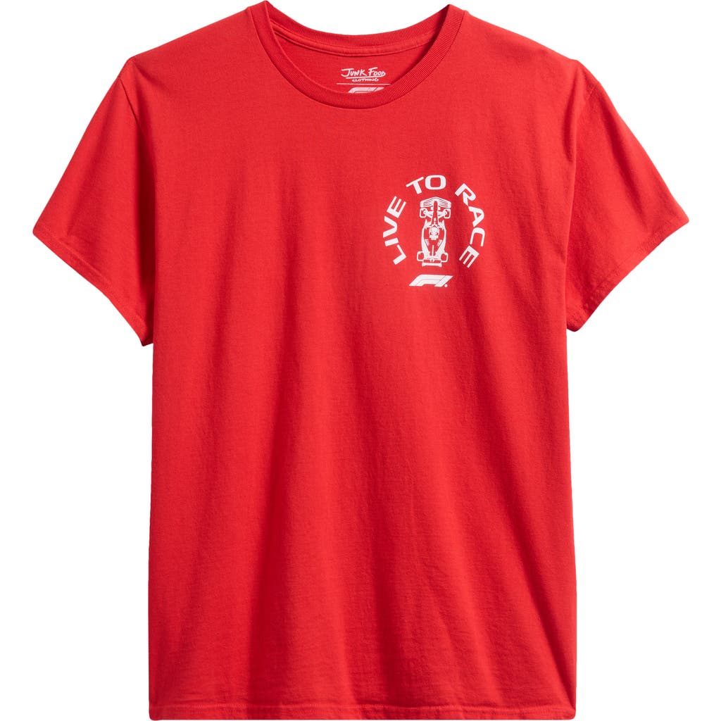 Junk Food F1® White Car Flea Market Graphic T-shirt In Red