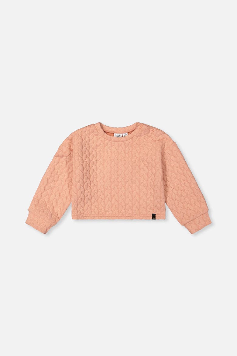 Quilted Diamond Shoulder Button Jacquard Sweatshirt, Main, color, Pink