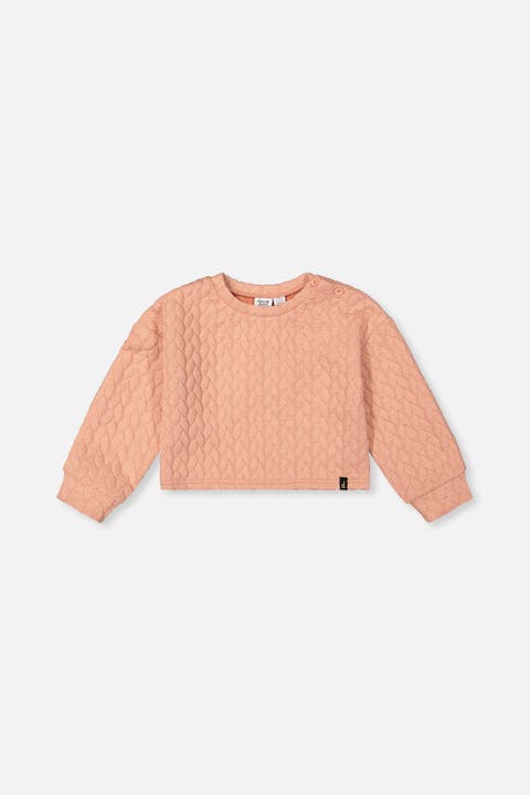 Quilted Diamond Shoulder Button Jacquard Sweatshirt