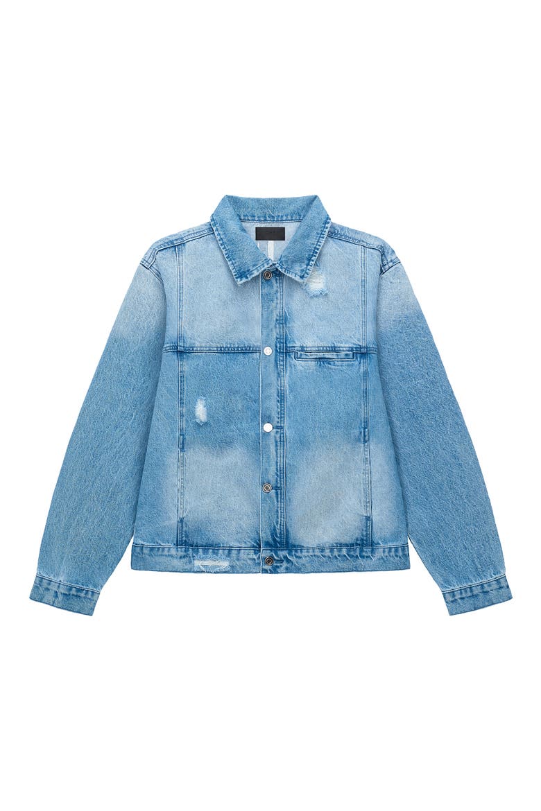 Valentiano Boxy Denim Jacket, Main, color, GLACIER BLUE