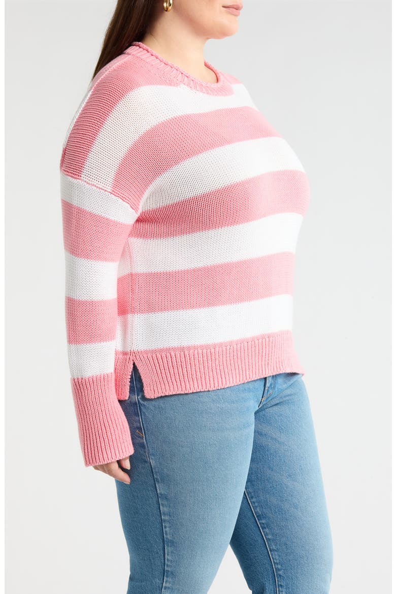 Stripe Roll Neck Sweater, Alternate, color, PINK DIANTHUS- WHITE STRIPE
