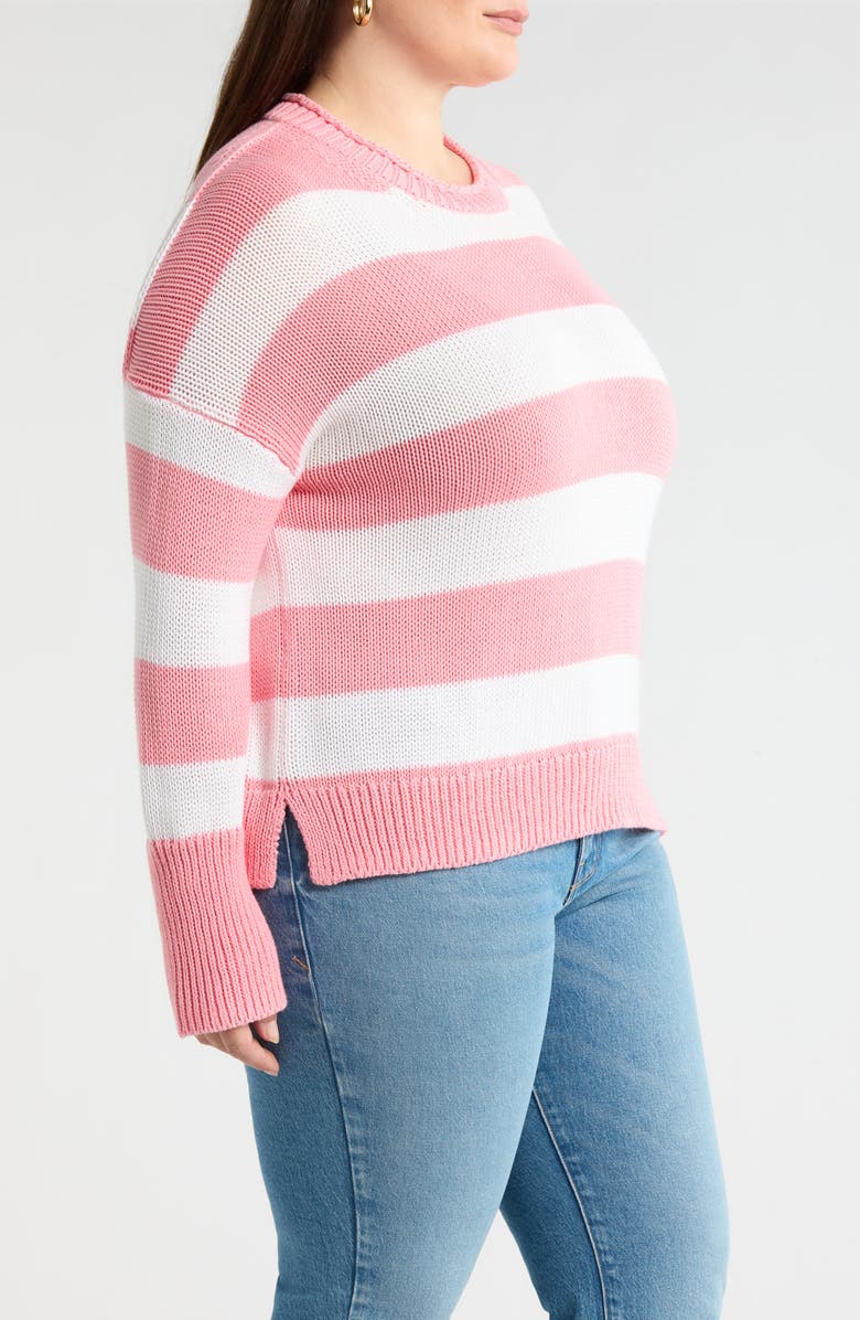 Caslon<sup>®</sup> Stripe Roll Neck Sweater, Alternate, color, Pink Dianthus- White Stripe