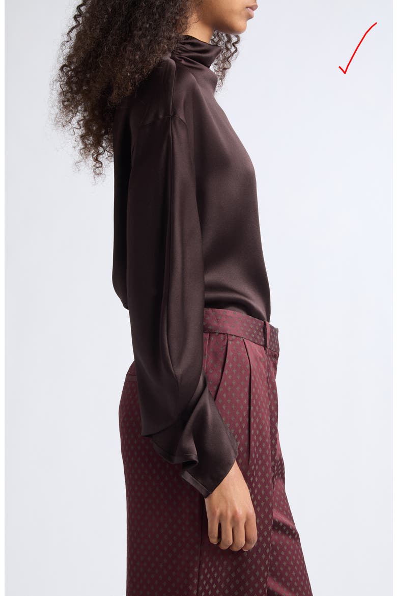 Meena Mock Neck Silk Top, Alternate, color, GRAPE BURGUNDY