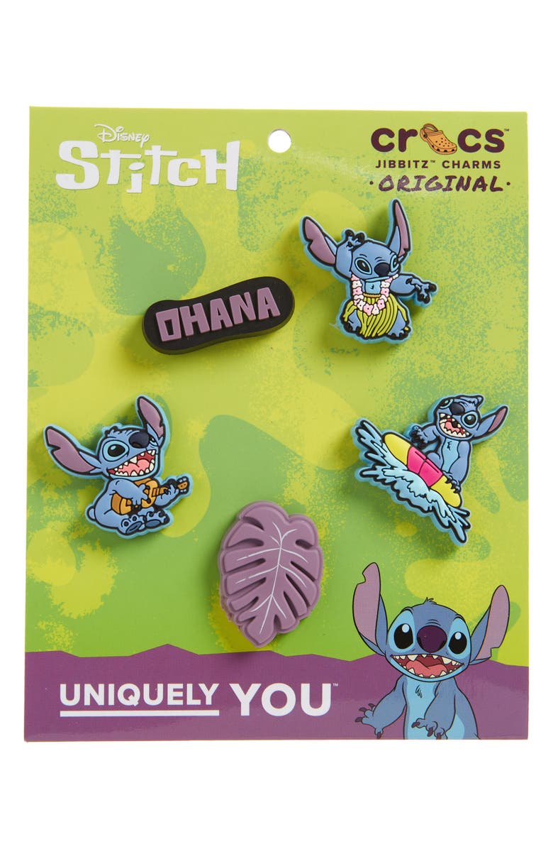 CROCS x Disney Tropical Stitch 5-Pack Jibbitz Shoe Charms, Main, color, White