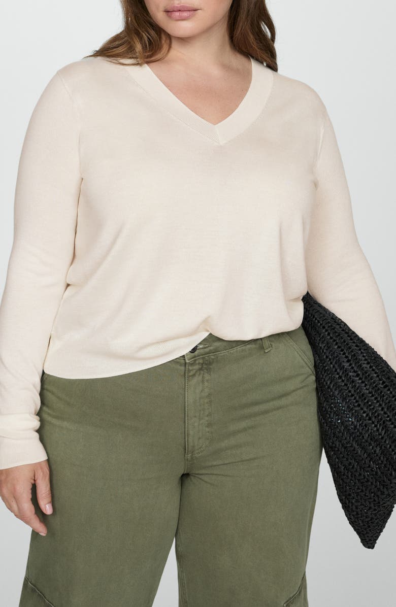 MANGO Fine Gauge V-Neck Sweater, Alternate, color, 