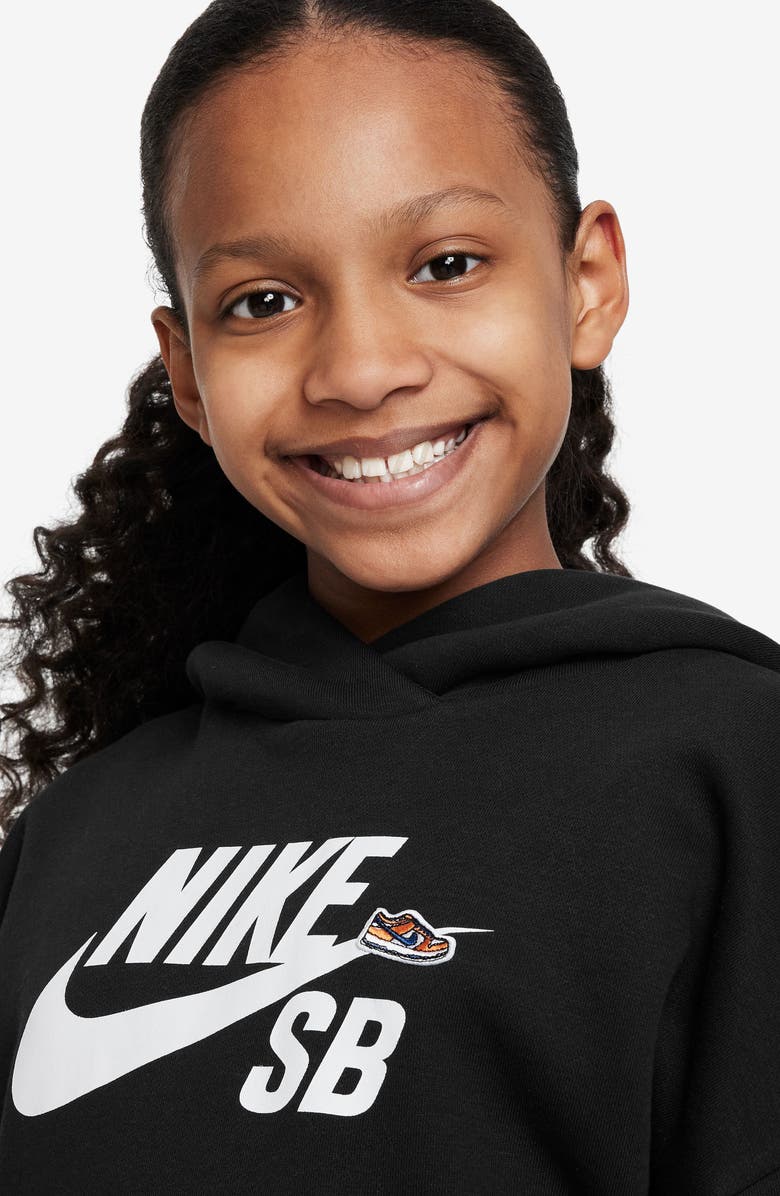 Nike Kids' SB Icon Easy-On Oversize Fleece Hoodie, Alternate, color, Black / Black/ White