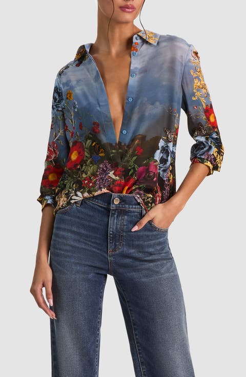 Willa Silk Button-Front Shirt