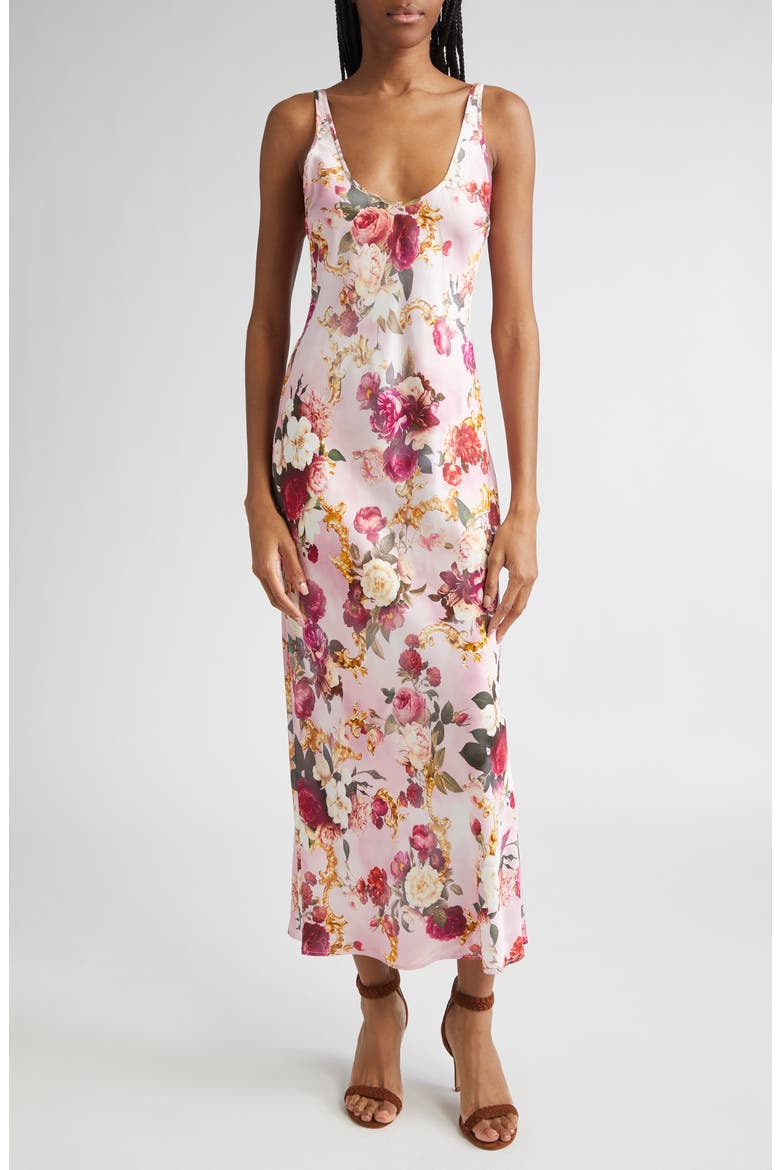 Akiya Floral Satin Maxi Dress, Main, color, PINK MULTI ROCOCO